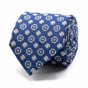 Seiden Krawatte mit floralem Muster Blau