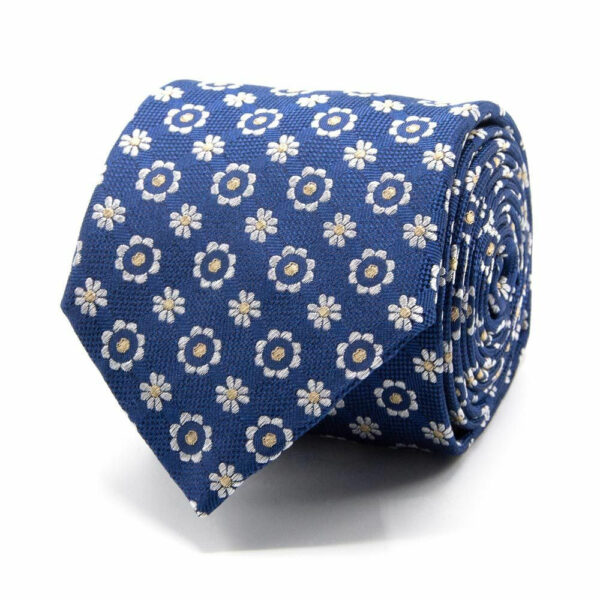 Seiden Krawatte mit floralem Muster Blau