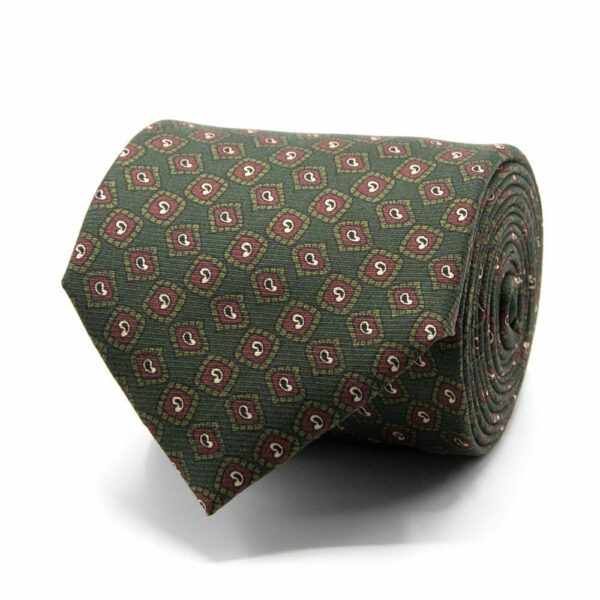 Seiden-Saglia-Krawatte mit Paisley Grün