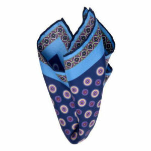Seiden-Twill Einstecktuch mit Blüten Marineblau