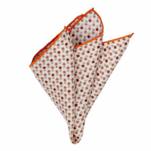 Seiden-Twill Einstecktuch mit Blüten Orange