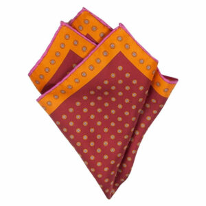 Seiden-Twill Einstecktuch mit Blüten Rot