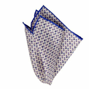 Seiden-Twill Einstecktuch mit Blüten Royalblau