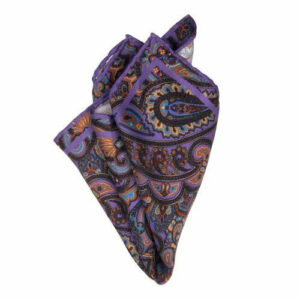 Seiden-Twill Einstecktuch mit Paisley Lila