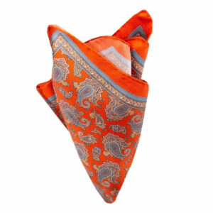 Seiden-Twill Einstecktuch mit Paisley Orange