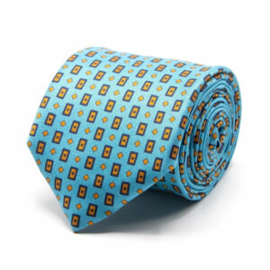 Seiden-Twill-Krawatte mit geom. Muster Hellblau