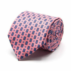 Seiden-Twill-Krawatte mit geom. Muster Rosa