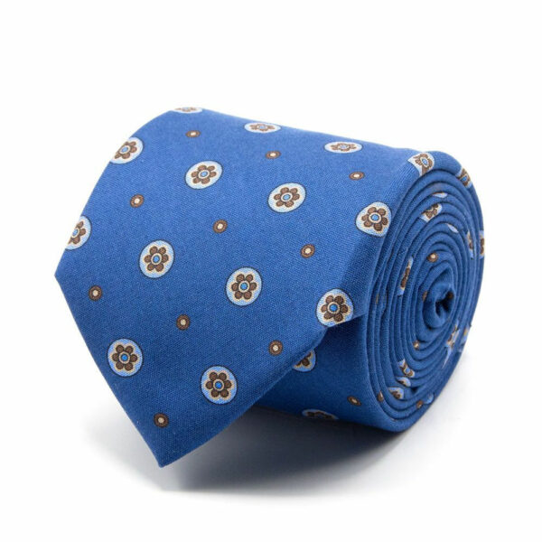 Shantung-Seide-Krawatte mit Blüten Blau
