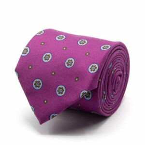 Shantung-Seide-Krawatte mit Blüten Pink