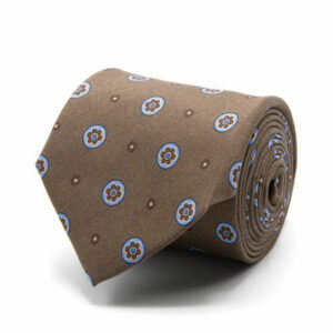 Shantung-Seiden-Krawatte mit Blüten Braun