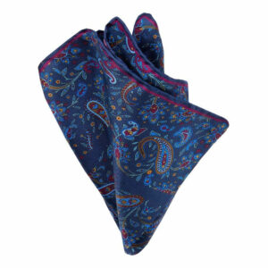 Twill-Seiden-Einstecktuch mit Paisleys Blau