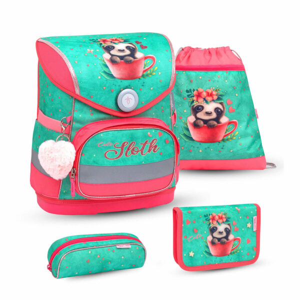 Compact Cute Sloth schoolbag set 4 pcs