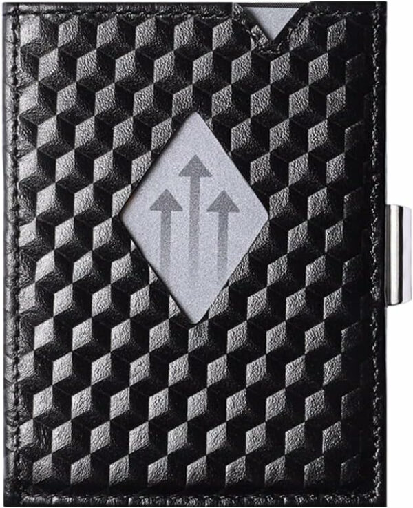 EXENTRI Leder Dreifachgefaltete Brieftasche - RFID-Schutz mit Verschlussclip aus...
