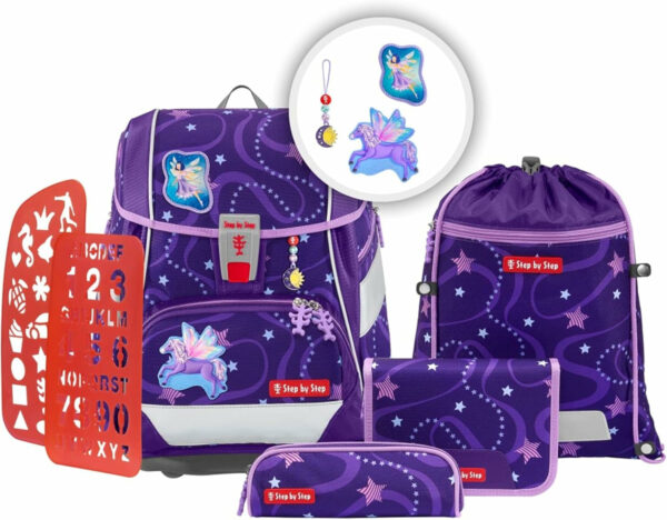 Schulrucksack 2IN1 Plus Set 6tlg. Pegasus Emily Lila