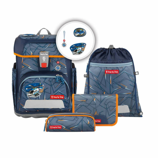 Schulrucksack Cloud Set 5tlg. Helicopter Sam Grau