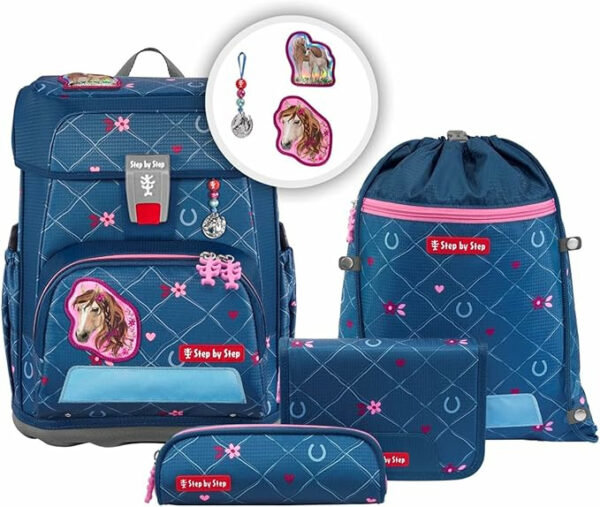 Schulrucksack Cloud Set 5tlg. Horse Lima Blau