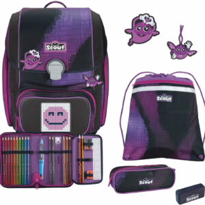 Schulrucksack Genius Set 5tlg. Pixel Pink