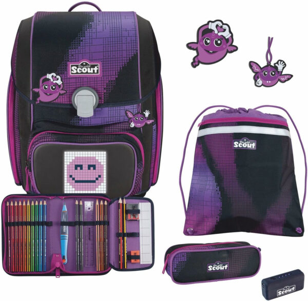 Schulrucksack Genius Set 5tlg. Pixel Pink