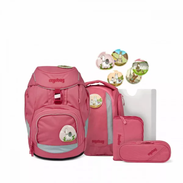Schulrucksack Set Pack 6tlg. Lamas in Bärjamas Eco Hero Edition Rosa