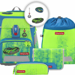 Schulrucksack Space Set 5tlg. Neon Race Car Chuck Grün