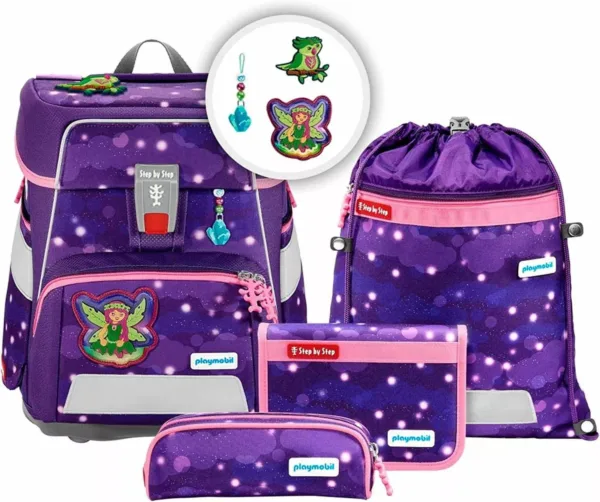 Schulrucksack Space Set 5tlg. Playmobil Ayuma Leavi Lila