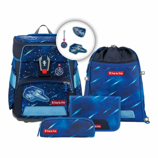 Schulrucksack Space Set 5tlg. Reflect Star Shuttle Elio Blau