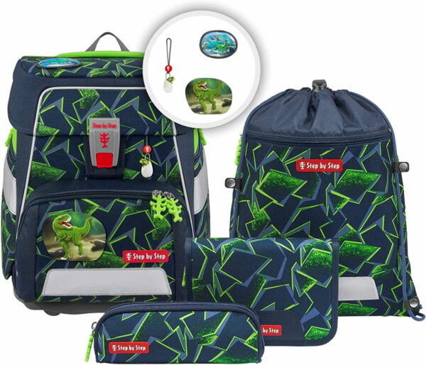 Schulrucksack Space Set 5tlg. Wild T-Rex Taro Grün