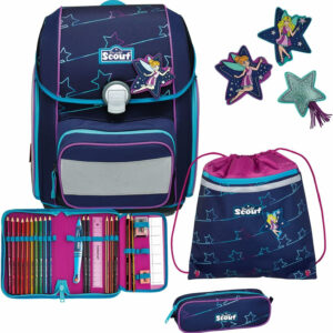 Schulrucksackt Genius Set 4tlg. Blue Star Dunkelblau