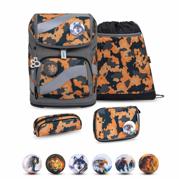 Smarty Orange Camouflage schoolbag set 5 pcs