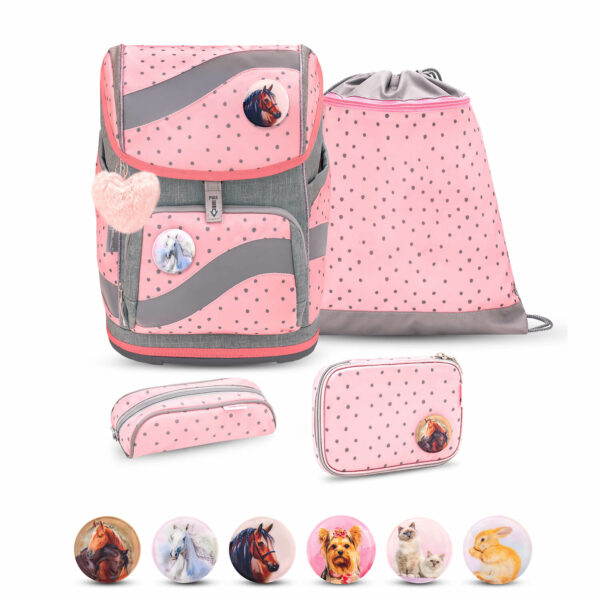 Smarty Pink Dots 2 schoolbag set 5 pcs