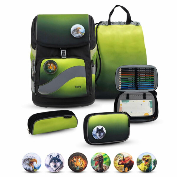 Smarty Plus Black Green Schoolbag set 5pcs.