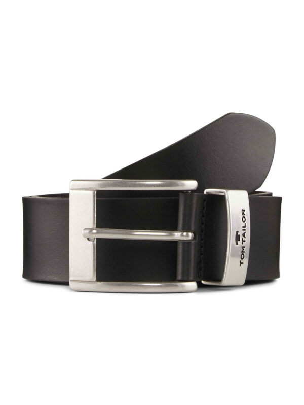 TOM TAILOR Herren Gürtel & Riemen Ledergürtel mit schmaler Schnalle black uni
