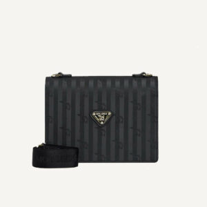 Umhängetasche  schwarz  Canvas mit Leder