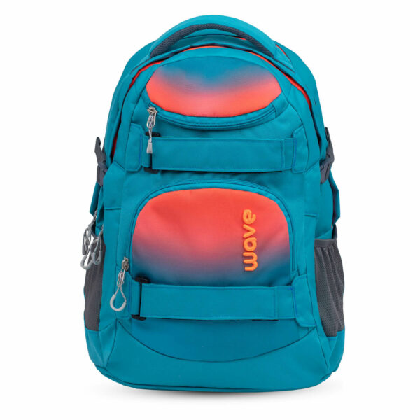 Wave Infinity Ombre Neon Orange And Bluebird school backpack