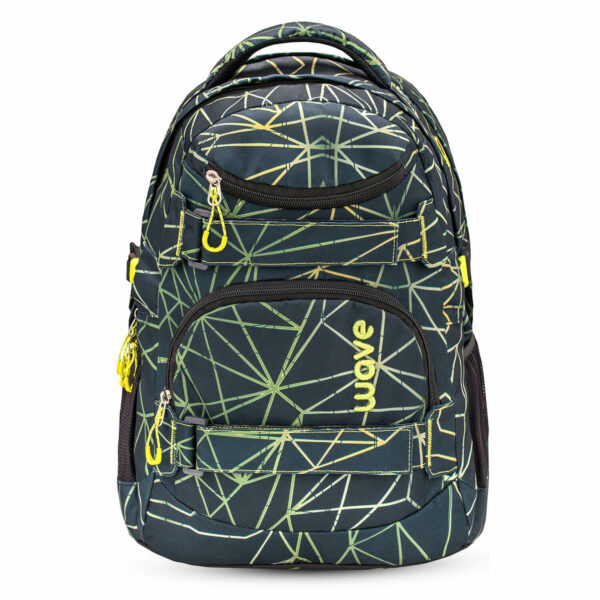 Wave Infinity Stripes Green school backpack